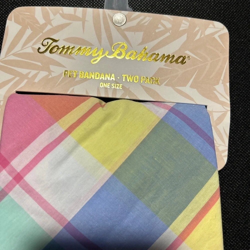 TOMMY BAHAMA PET BANDANA 2 Pack One Size Easter Spring Dog Clothing Plaid pink